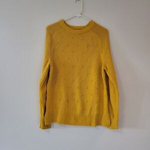 Old Navy Mustard Yellow Textured Crew Neck Sweater